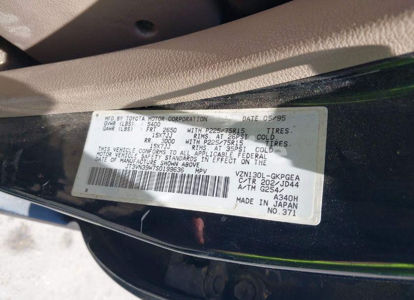 Photo 9 of 1995 Toyota 4runner VN39 SR5 (VIN JT3VN39W7S0199636)