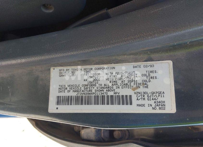 Photo 9 of 1993 Toyota 4runner VN39 SR5 (VIN JT3VN39WXP0113470)