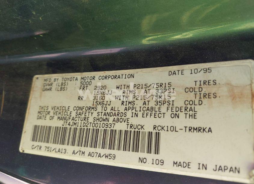 Photo 9 of 1996 Toyota T100 (VIN JT4JM11D2T0010937)
