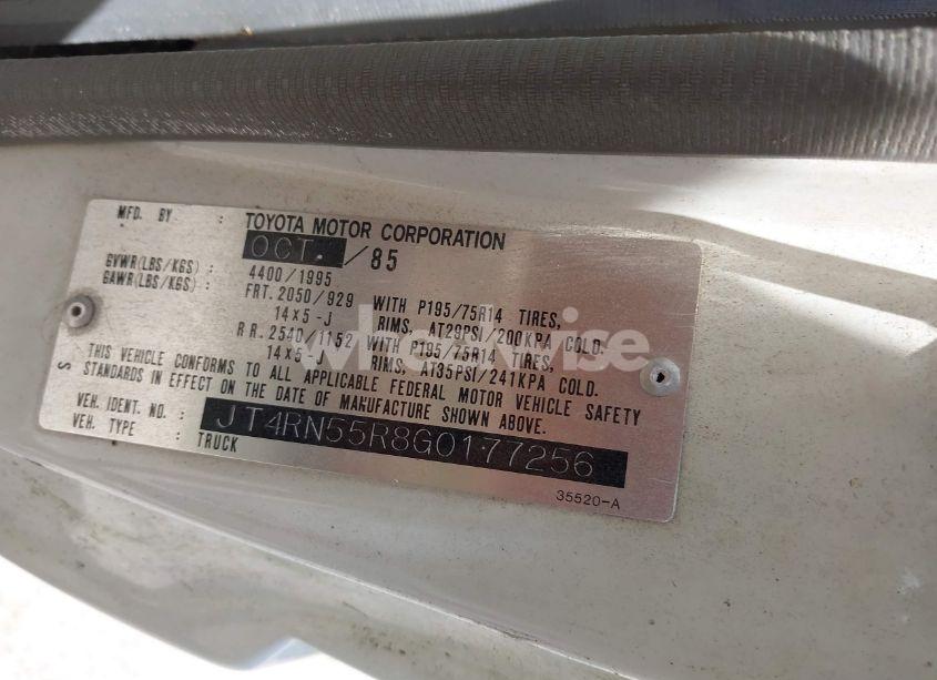 Photo 9 of 1986 Toyota Pickup 1/2 TON RN55 (VIN JT4RN55R8G0177256)