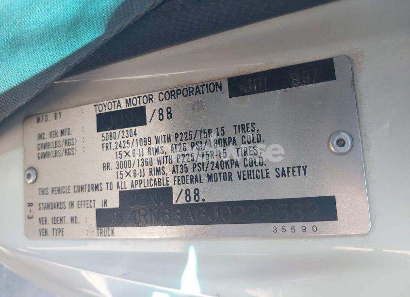 Photo 9 of 1988 Toyota Pickup RN63 STD (VIN JT4RN63A8J0229589)