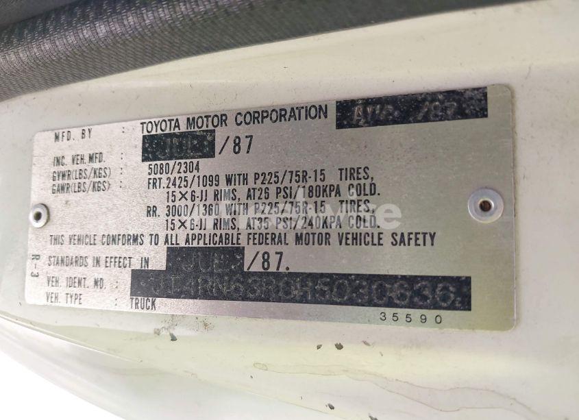 Photo 9 of 1987 Toyota Pickup RN63 STD (VIN JT4RN63R0H5030636)