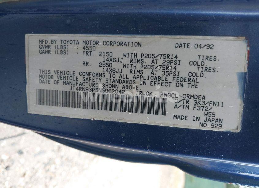 Photo 9 of 1992 Toyota Pickup 1/2 TON EX LNG WHLBSE DLX (VIN JT4RN93P5N5062042)