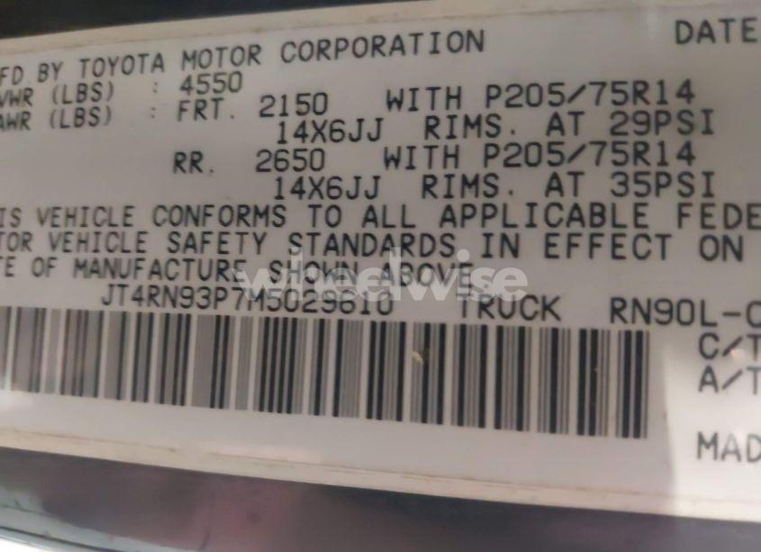 Photo 9 of 1991 Toyota Pickup 1/2 TON EX LNG WHLBSE DLX (VIN JT4RN93P7M5029610)