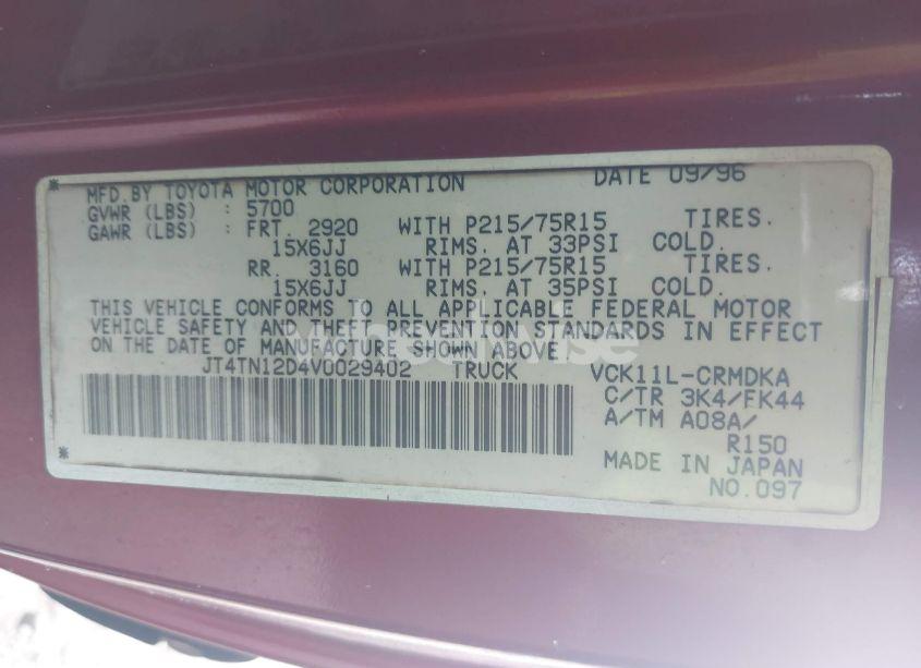 Photo 9 of 1997 Toyota T100 DX V6 (VIN JT4TN12D4V0029402)