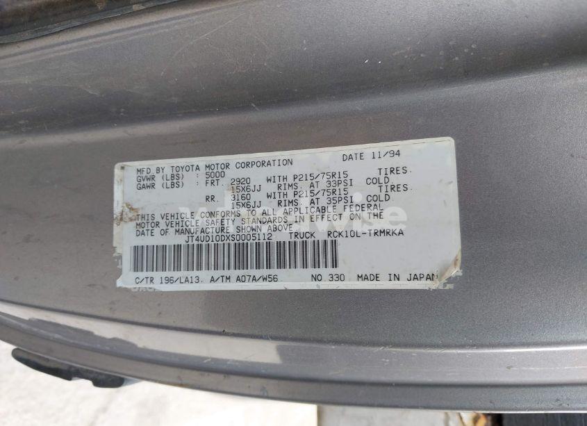 Photo 9 of 1995 Toyota T100 (VIN JT4UD10DXS0005112)