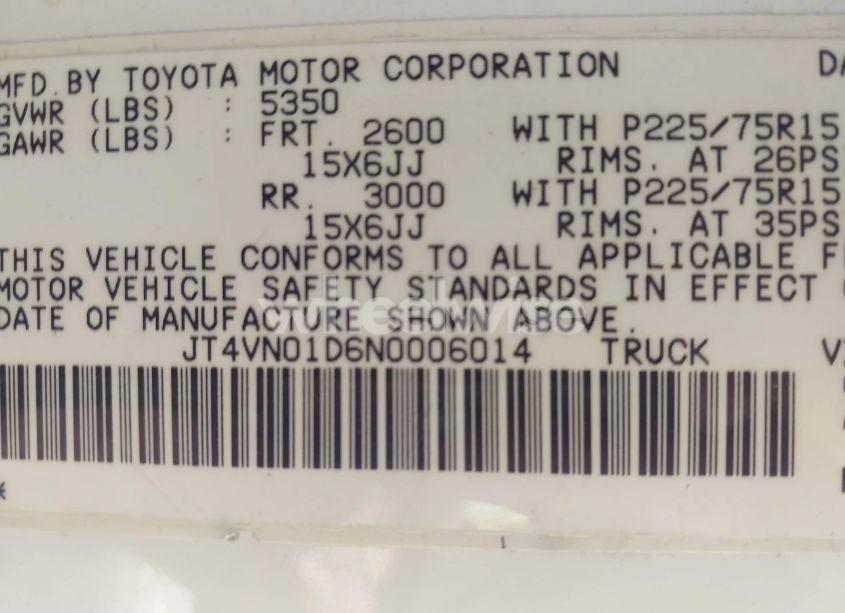 Photo 9 of 1992 Toyota Pickup 1/2 TON SHT WHEELBASE DLX (VIN JT4VN01D6N0006014)