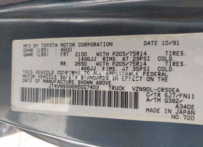 Photo 9 of 1992 Toyota Pickup 1/2 TON EX LNG WHLBSE DLX (VIN JT4VN93D6N5027403)