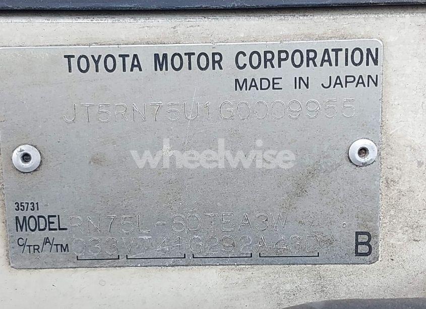 Photo 9 of 1987 Toyota Pickup CAB CHASSIS RN75 DLX (VIN JT5RN75U1G0009955)