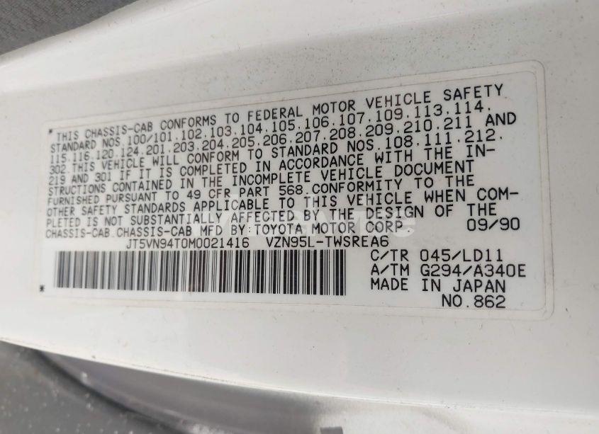 Photo 9 of 1991 Toyota Pickup CAB CHASSIS SUPER LONG WB (VIN JT5VN94T0M0021416)