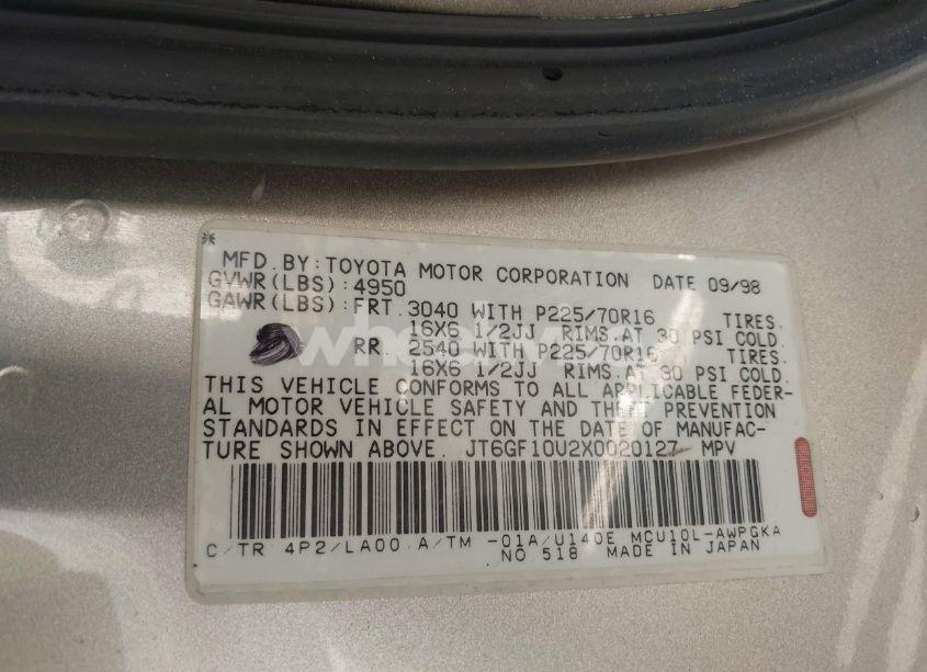 Photo 9 of 1999 Lexus Rx 300 (VIN JT6GF10U2X0020127)