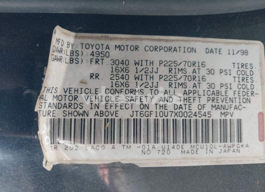 Photo 9 of 1999 Lexus Rx 300 (VIN JT6GF10U7X0024545)