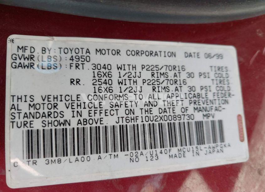 Photo 9 of 1999 Lexus Rx 300 (VIN JT6HF10U2X0089730)