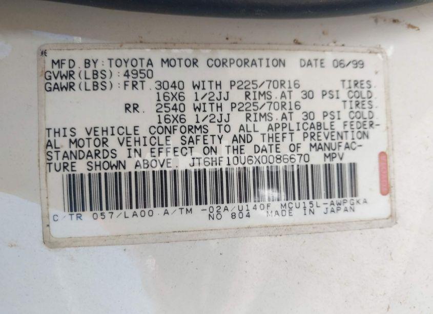 Photo 9 of 1999 Lexus Rx 300 (VIN JT6HF10U6X0086670)