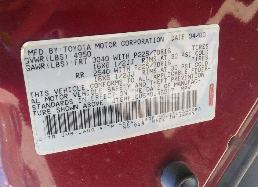 Photo 9 of 2000 Lexus Rx 300 (VIN JT6HF10U6Y0146917)