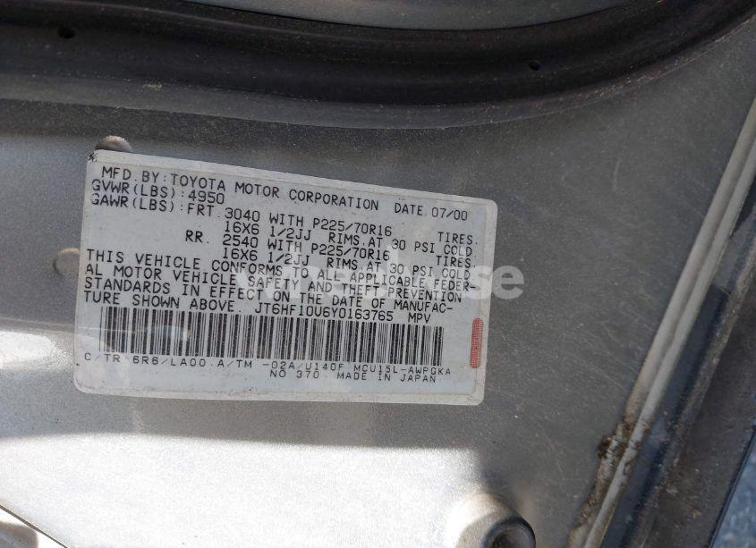 Photo 9 of 2000 Lexus Rx 300 (VIN JT6HF10U6Y0163765)