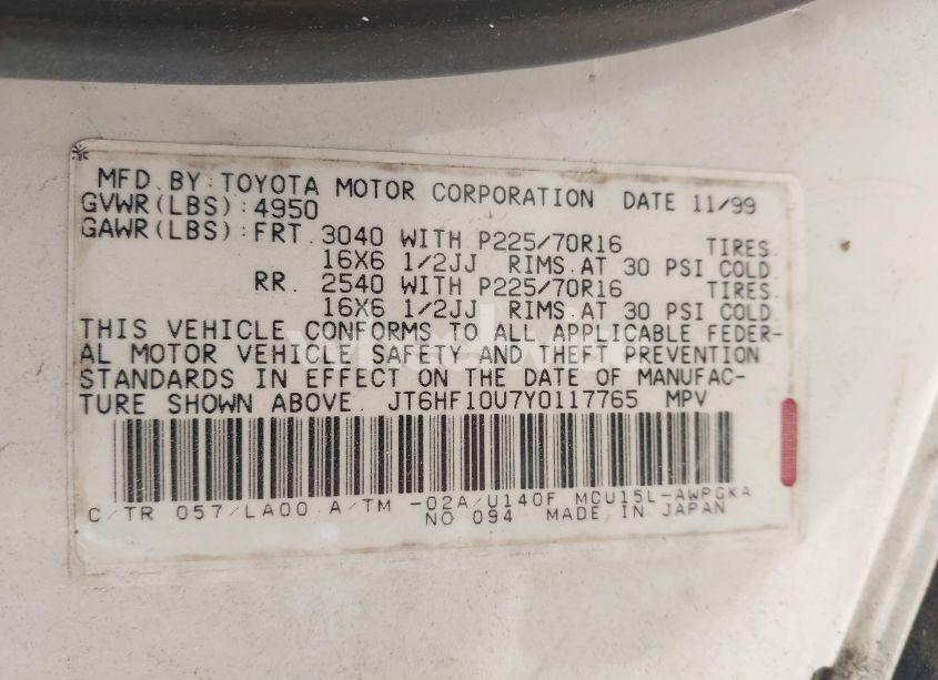 Photo 9 of 2000 Lexus Rx 300 (VIN JT6HF10U7Y0117765)