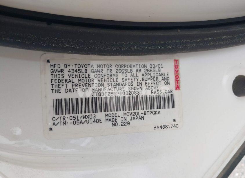 Photo 9 of 2001 Lexus Es 300 (VIN JT8BF28G210320831)