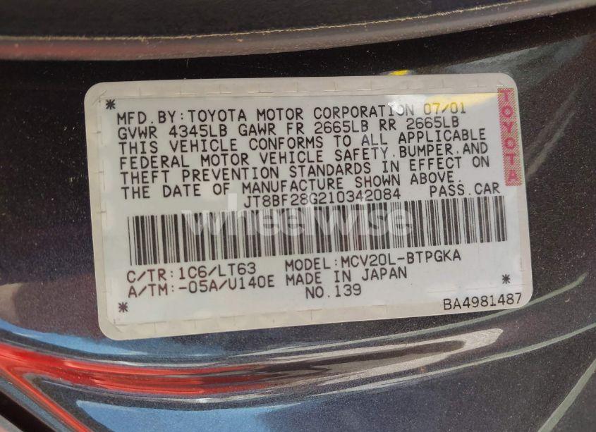 Photo 9 of 2001 Lexus Es 300 (VIN JT8BF28G210342084)