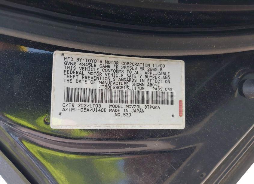 Photo 9 of 2001 Lexus Es 300 (VIN JT8BF28G815111709)