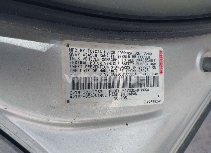 Photo 9 of 2001 Lexus Es 300 (VIN JT8BF28G910303864)