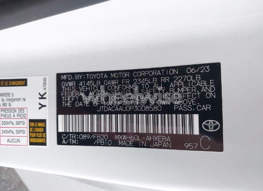 Photo 9 of 2023 Toyota Prius LE/LIMITED/XLE (VIN JTDACAAU0P3008580)