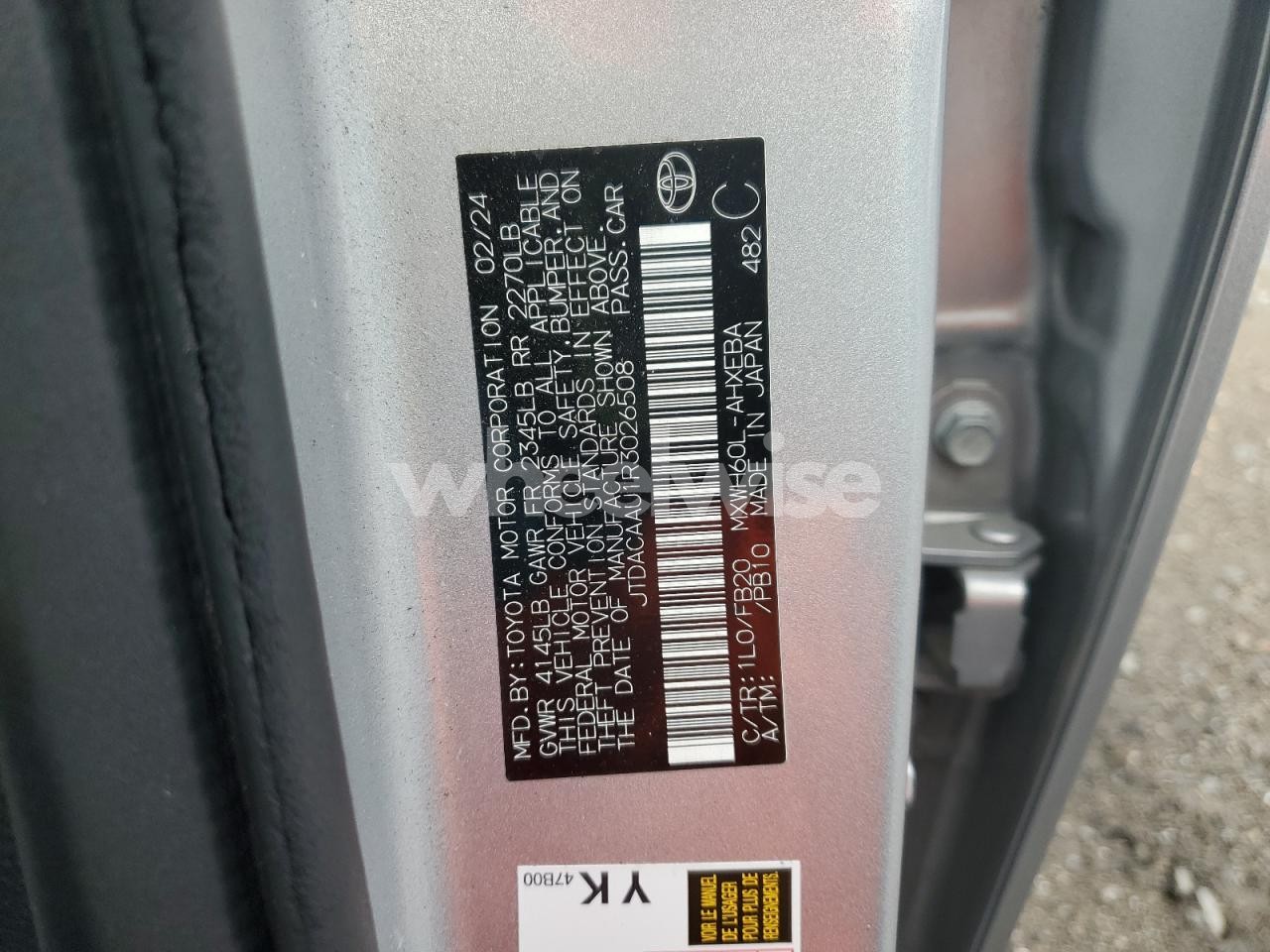 Photo 12 of 2024 TOYOTA PRIUS LE (VIN JTDACAAU1R3026508)