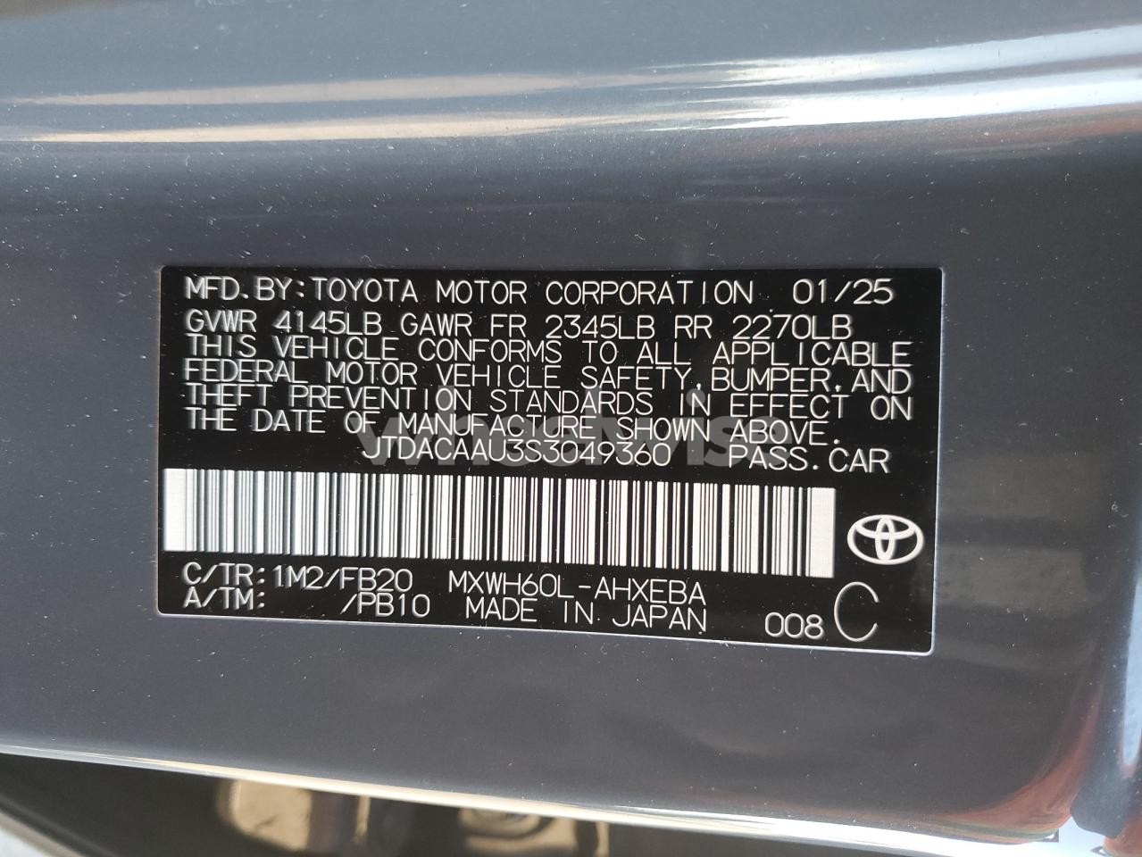 Photo 12 of 2025 TOYOTA PRIUS LE (VIN JTDACAAU3S3049360)