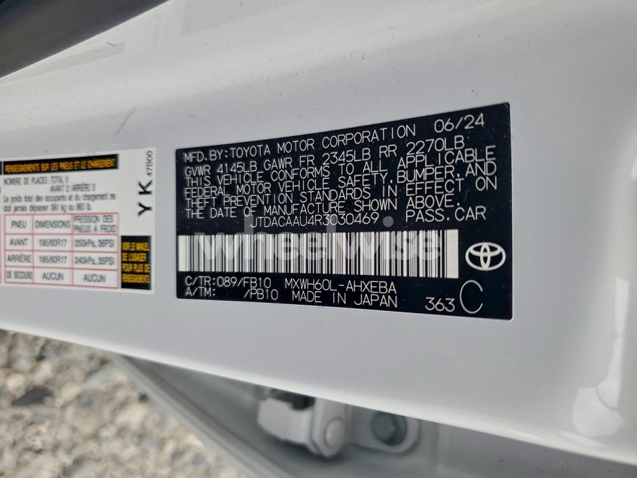 Photo 13 of 2024 TOYOTA PRIUS LE (VIN JTDACAAU4R3030469)