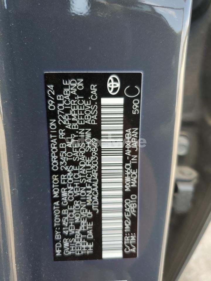 Photo 12 of 2024 TOYOTA PRIUS LE (VIN JTDACAAU4R3039849)