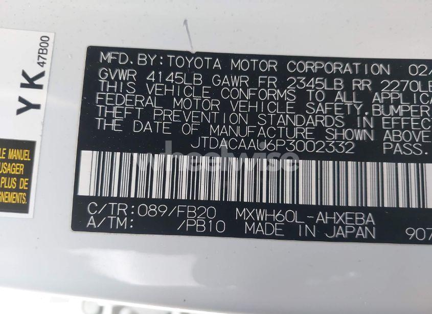 Photo 9 of 2023 Toyota Prius LE (VIN JTDACAAU6P3002332)