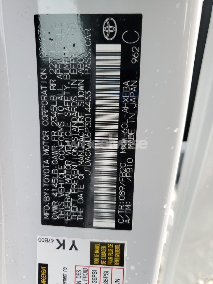 Photo 12 of 2023 TOYOTA PRIUS LE (VIN JTDACAAU6P3014433)