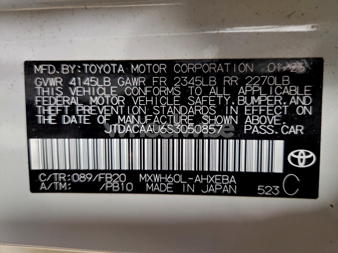 Photo 12 of 2025 TOYOTA PRIUS LE (VIN JTDACAAU6S3050857)