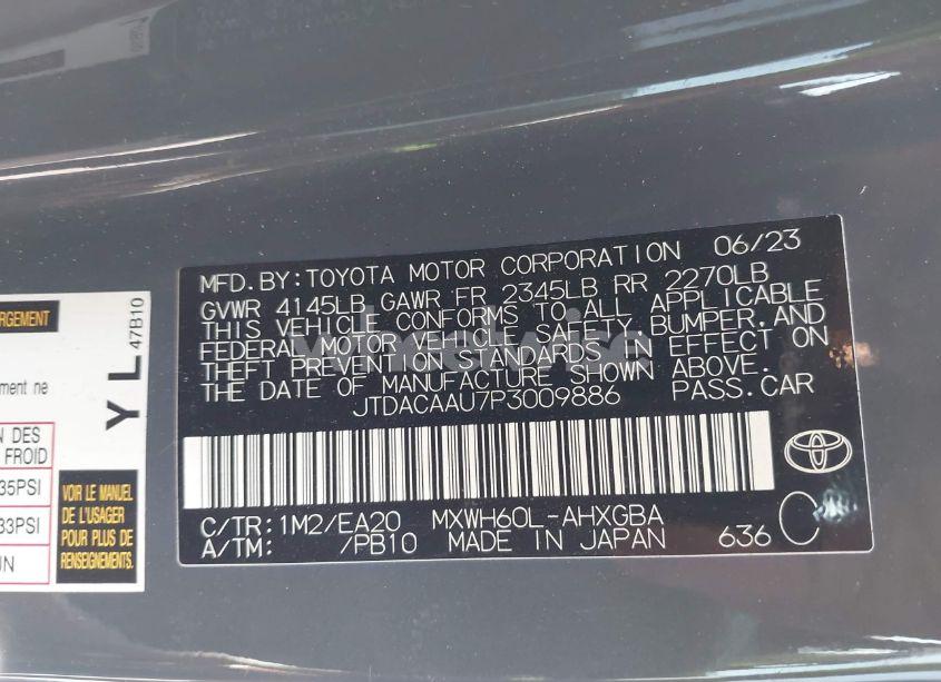 Photo 9 of 2023 Toyota Prius XLE (VIN JTDACAAU7P3009886)