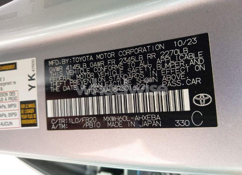 Photo 9 of 2024 Toyota Prius LE (VIN JTDACAAU8R3016221)