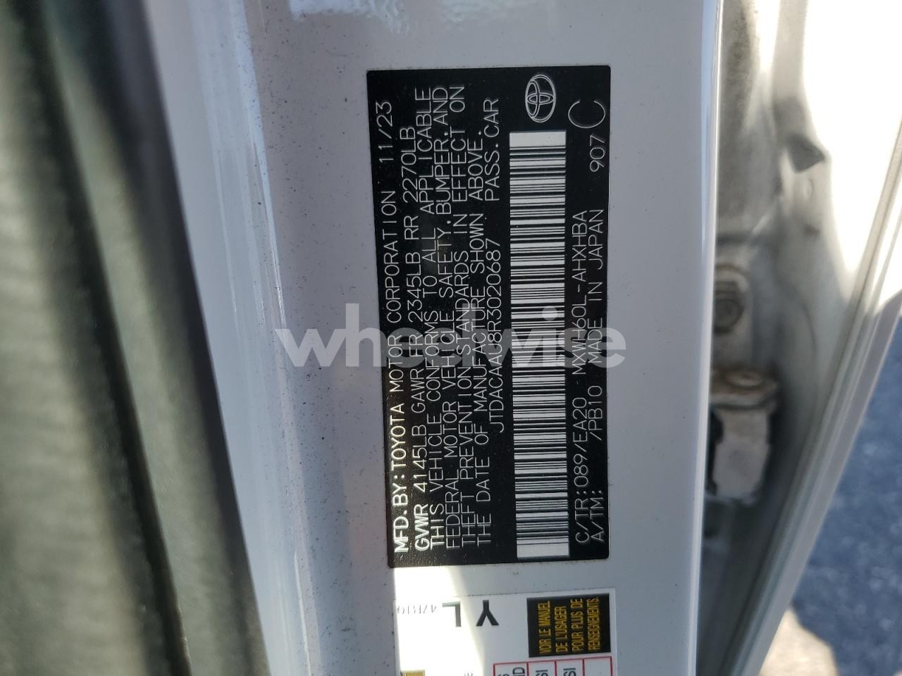 Photo 13 of 2024 TOYOTA PRIUS LE (VIN JTDACAAU8R3020687)