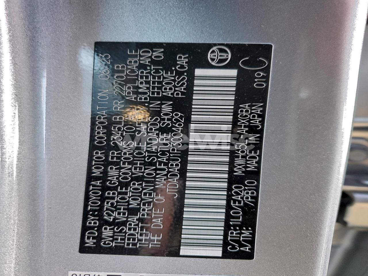 Photo 12 of 2023 TOYOTA PRIUS LE (VIN JTDADABU1P3004629)