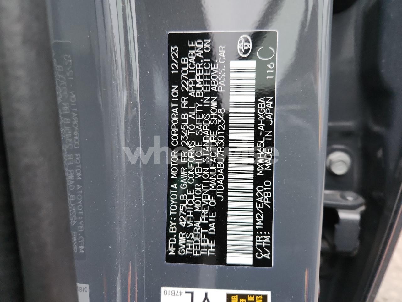 Photo 13 of 2024 TOYOTA PRIUS LE (VIN JTDADABU7R3012348)