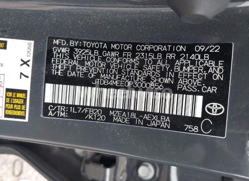 Photo 9 of 2023 Toyota Corolla LE (VIN JTDB4MEE0P3000856)