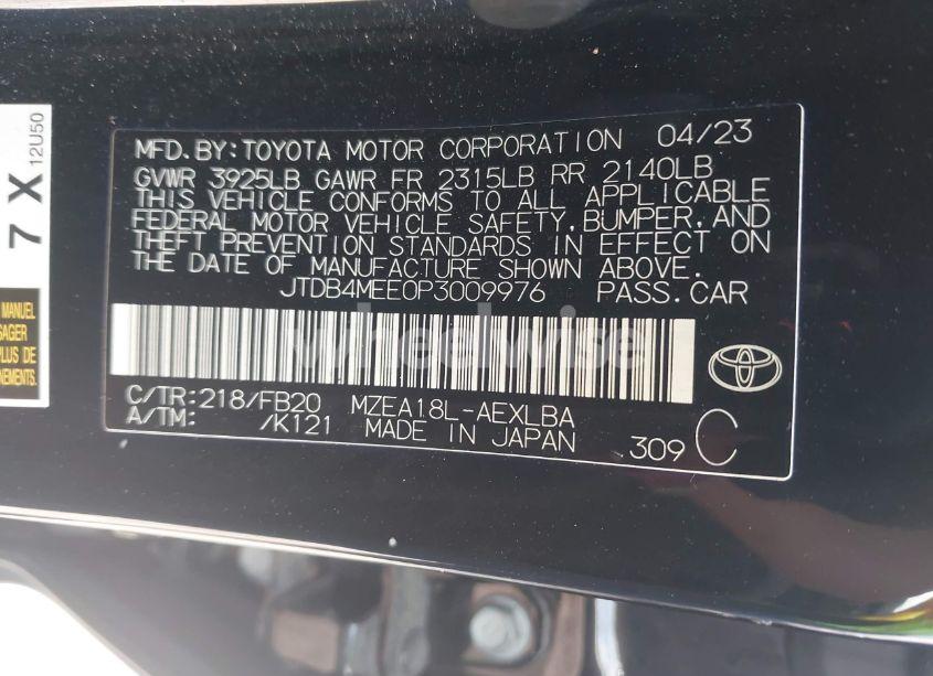 Photo 9 of 2023 Toyota Corolla LE (VIN JTDB4MEE0P3009976)