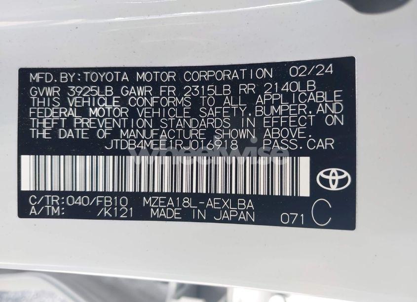 Photo 9 of 2024 Toyota Corolla LE (VIN JTDB4MEE1RJ016918)