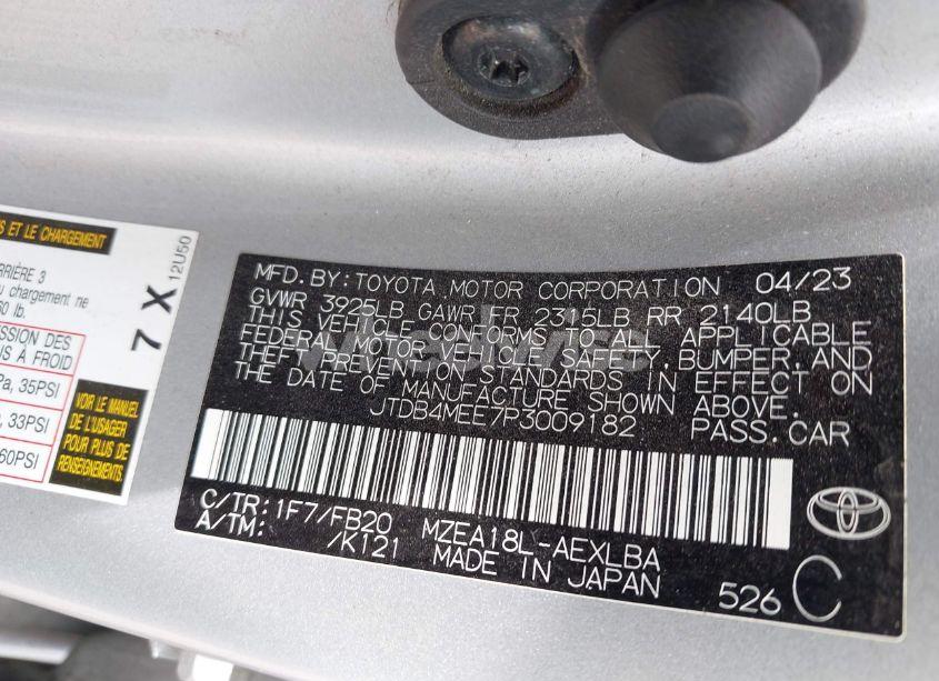 Photo 9 of 2023 Toyota Corolla LE (VIN JTDB4MEE7P3009182)