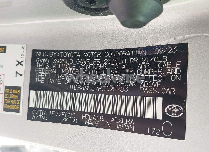 Photo 9 of 2024 Toyota Corolla LE (VIN JTDB4MEE7R3020783)