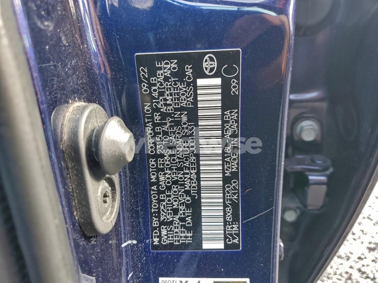 Photo 12 of 2023 TOYOTA COROLLA LE (VIN JTDB4MEE8PJ001331)