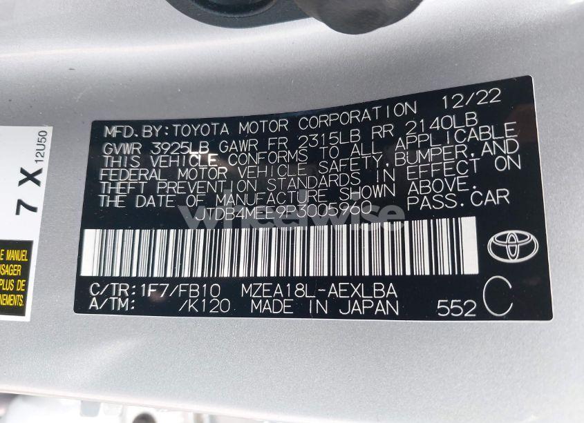 Photo 9 of 2023 Toyota Corolla LE (VIN JTDB4MEE9P3005960)