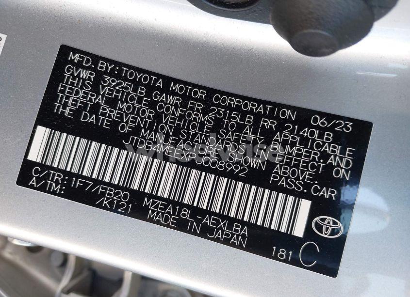 Photo 9 of 2023 Toyota Corolla LE (VIN JTDB4MEEXPJ008992)