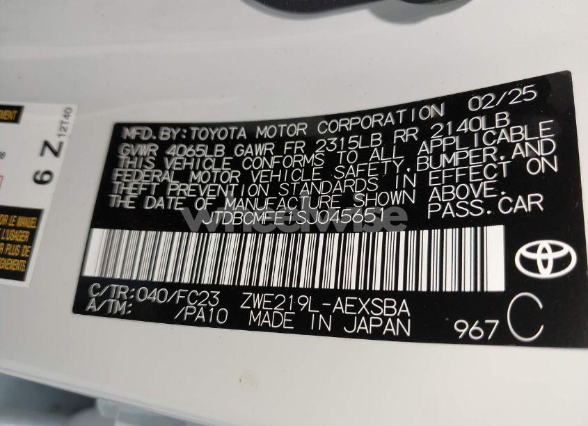 Photo 9 of 2025 Toyota Corolla HYBRID SE (VIN JTDBCMFE1SJ045651)