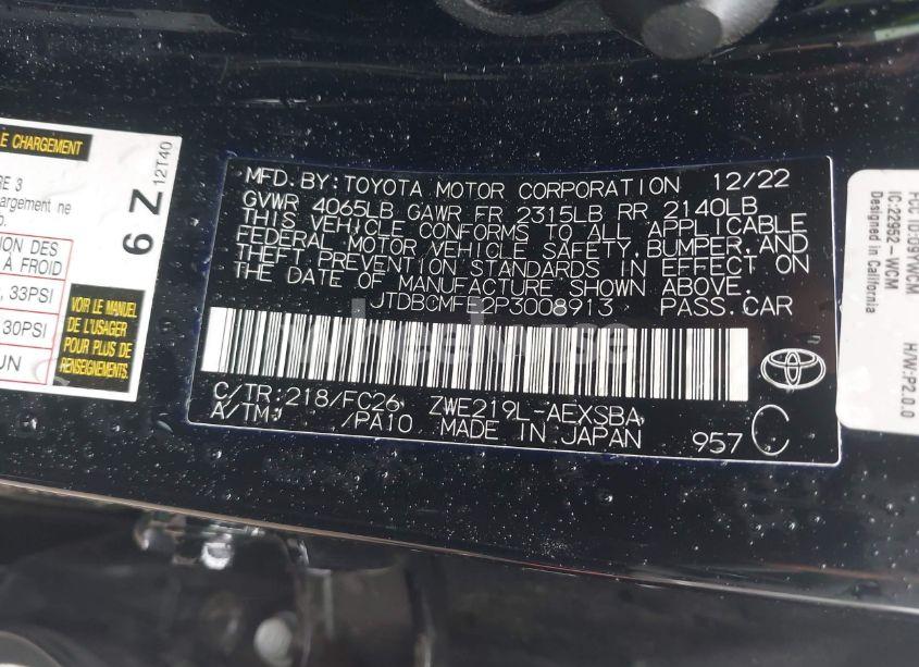 Photo 9 of 2023 Toyota Corolla HYBRID SE (VIN JTDBCMFE2P3008913)