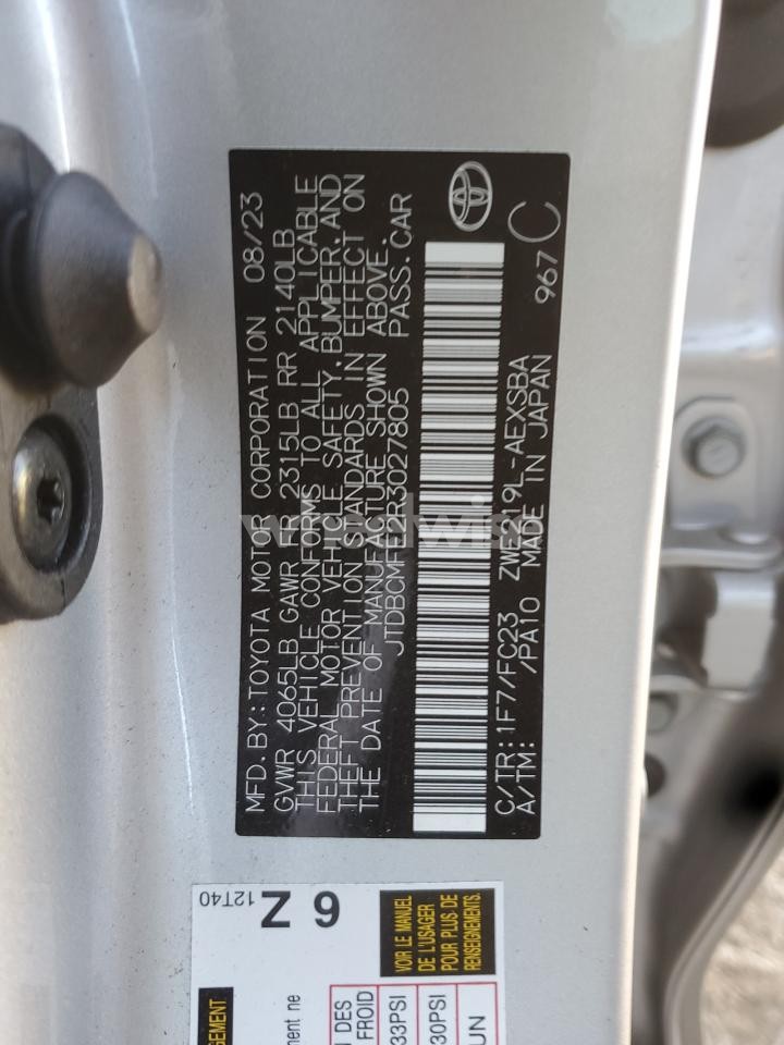 Photo 12 of 2024 TOYOTA COROLLA LE (VIN JTDBCMFE2R3027805)