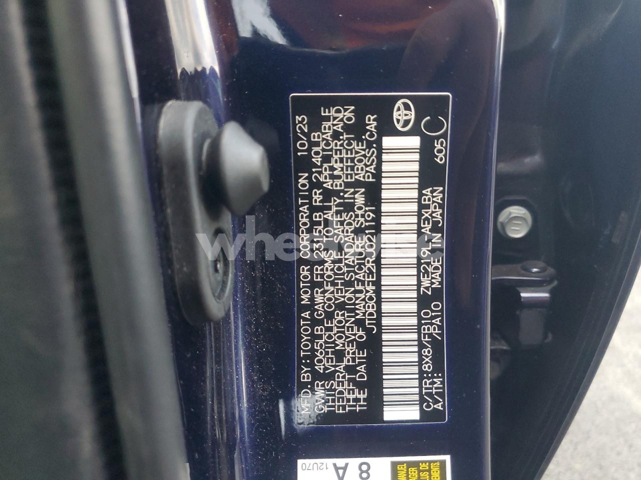 Photo 12 of 2024 TOYOTA COROLLA LE (VIN JTDBCMFE2RJ021191)